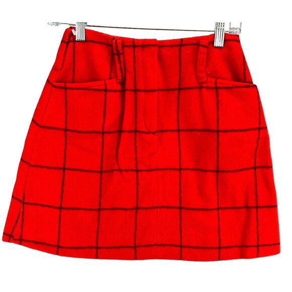 Petti Dresses & Skirts - Vintage Petti Wool Mini Skirt Juniors 7 Red Check Windowpane Academia Clueless
